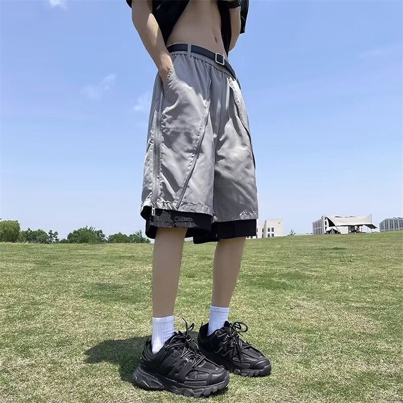 假两件短裤男夏季休闲五分裤机能风美式高街冲锋工装裤子D2216,男装休闲裤,星座1116A-1（原606A）