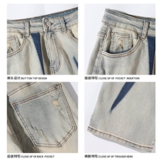 2024秋季新款港风白底大码个性高街牛仔裤子M-5XGK23152-P60，男装牛仔裤，电商A022