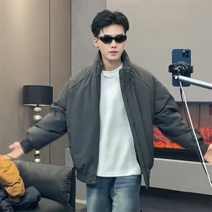 现货美式高街休闲夹克冬季三防立领纯色户外工装加厚棉服外套,男装夹克,电商A486