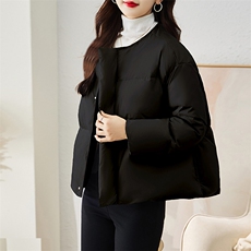 现货羽绒服女连帽新款短款小个子面包服时尚宽松休闲保暖轻暖外套，女装羽绒服，贵人树