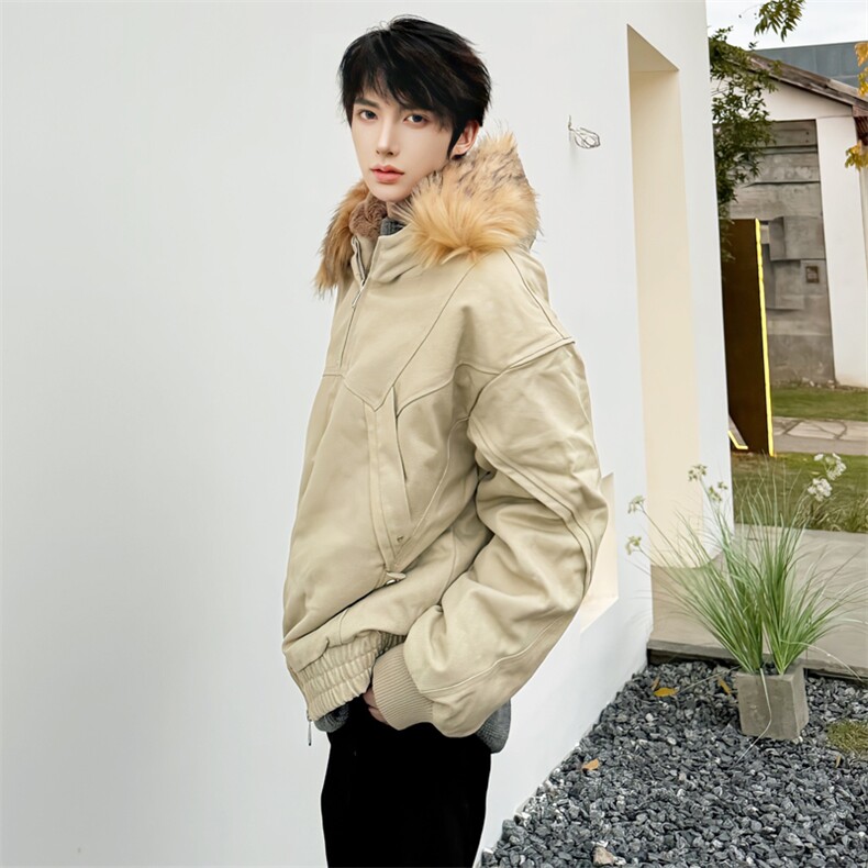 (自家图）冬韩复古做旧纯色棉服重磅帆布水洗廓形夹克3015-P210,男装夹克,星座910-5