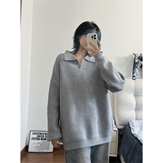 美式纯色Polo衫毛衣男秋冬季痞帅翻领针织衫潮牌外套MZ866-P47，男装针织衫/毛衣，星座412-3