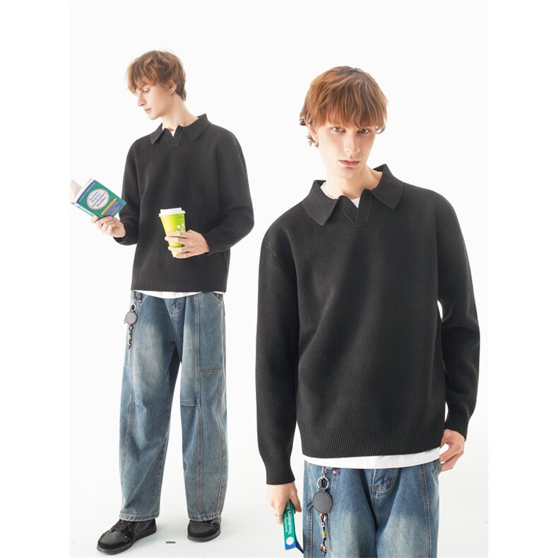 XZ707-1-MY7259-P55polo衫领毛衣针织衫，男装针织衫/毛衣，星座707-1