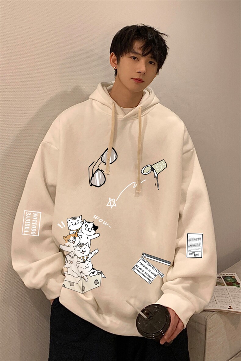 纯棉连帽卫衣男大码运动帽衫宽松薄WY2115-P35,男装卫衣,电商A040
