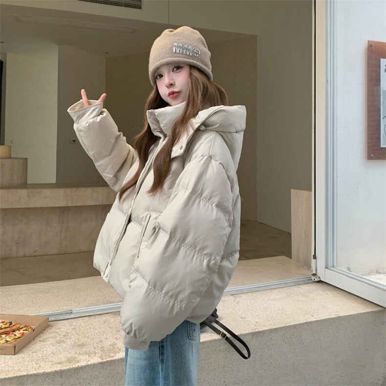 现货新款韩版宽松立领撞色格子袖口羽绒服短款外套百搭洋气,女装羽绒服,网红馆