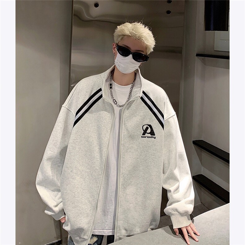 wassup happy美式开衫卫衣男春秋季潮牌连帽宽松上衣重磅休闲外套图片