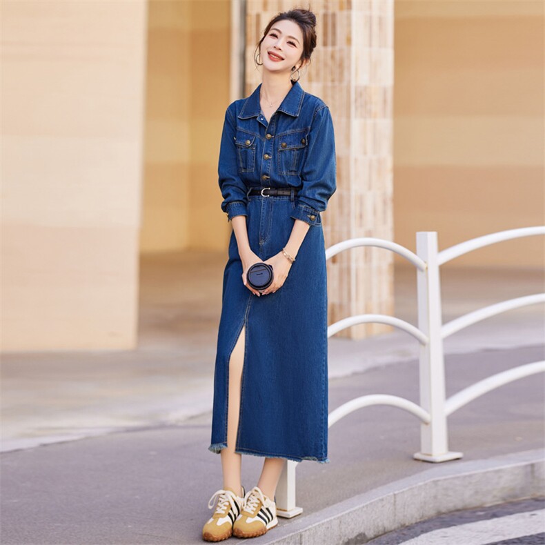现货！连衣裙女2024春装新款女装韩版时尚气质显瘦中长款裙子,女装连衣裙,慧尚依恋