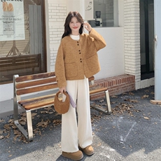 现货主推~冬季新款羊毛羊羔毛保暖外套领可拆2B237-6119-P185K278，女装毛呢外套，2B237