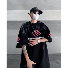 美式复古赛车服t恤夏季潮牌欧美高街短袖男小众半袖T25033-P32，男装T恤，星座1008