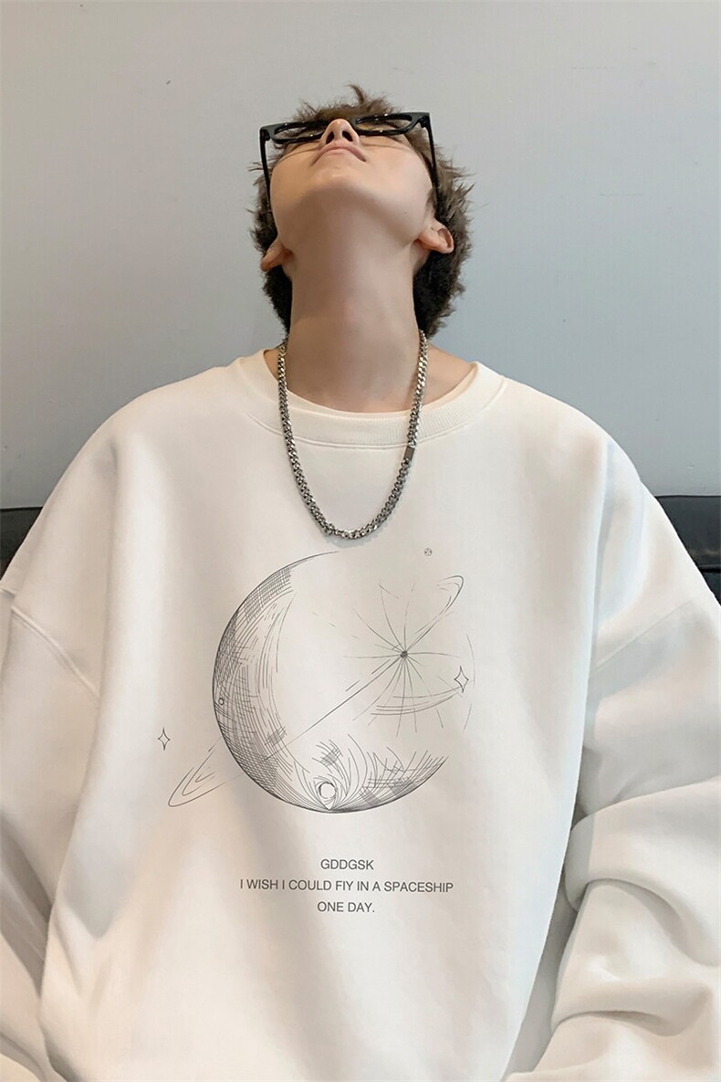内景春季新款圆领卫衣男潮美式情侣宽松打底衫WY9381/P35加绒P45,男装卫衣,电商B316