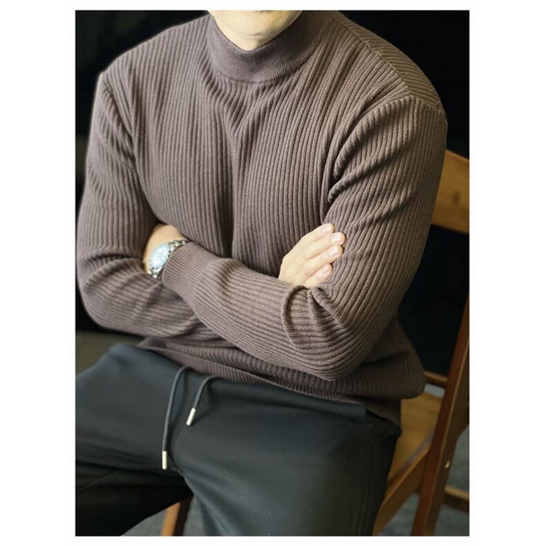 纯色条纹男半高领毛衣针织衫打底衫抗起球W6005-P45,男装针织衫/毛衣,星座1012-1