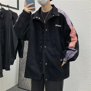 夹克外套春秋2021新款宽松腰果花拼接灯芯绒棒球服ins W1826-P58图片