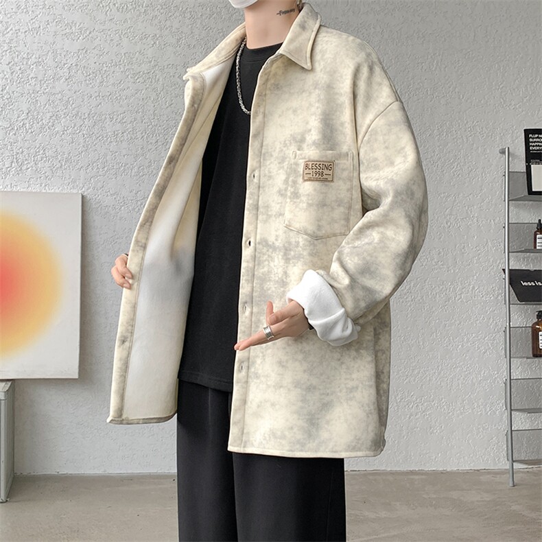 8XL-M秋冬款加绒加厚衬衫男做旧脏脏保暖外套大码衬衣CS29002P65,男装衬衫,电商B312