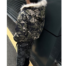 【有货】DF2219-P113美式高街迷彩毛领连帽棉服男女冬季宽松外套，男装棉衣，星座603-2