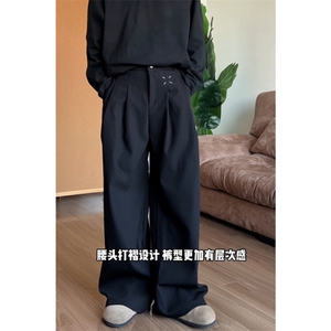 垂感高级感那不勒斯裤子男春季高个子加长微喇西装裤 XR335图片