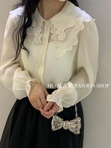 2022新款韩版 绣花大领衬衫,女装衬衫,HL+