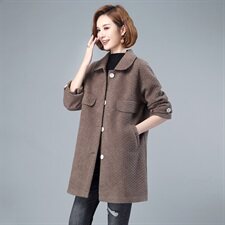 呢子大衣女中长款2021新款秋冬休闲高端羊毛流行毛呢外套高贵，女装毛呢外套，伊满意