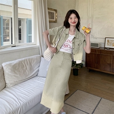 【档口现货】2024新款女装渐变色牛仔连衣裙套装266-p130-k180，女装套装/套裙，多米2-075