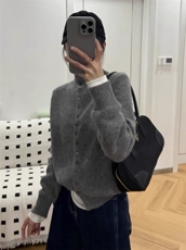 2025年秋季宽松型常规单件长袖开衫，女装羊毛衫，春贝羊绒