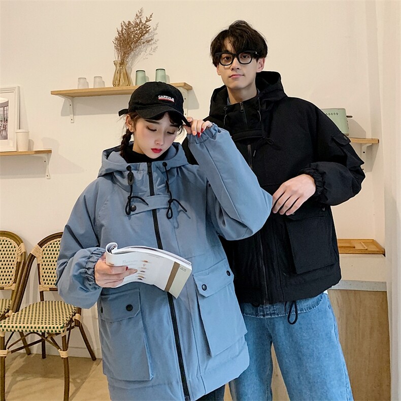 情侣装冬装新款加厚连帽棉衣港风潮工装情侣棉服MY916-P115控159，男装棉衣，星座311A