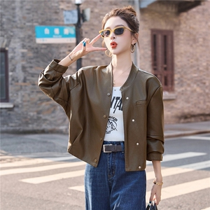 复古休闲短款皮衣外套女2025秋季新款小个子超火机车pu皮夹克上衣图片