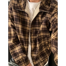 【有货】卡其色两面穿外套男款春秋高级感格子夹克JK941LL-特P75，男装夹克，星座1007（原301D）