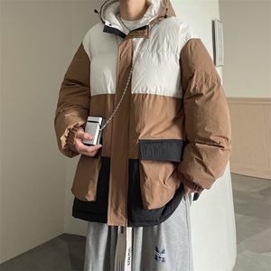 港风2026新品冬季宽松情侣装撞色棉衣棉服冬装加厚外套D008-P100图片