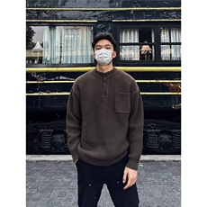 亨利领新款毛衣男冬季日系复古保暖毛线衣外套简约内搭打底衫毛衫，男装T恤，星座506A