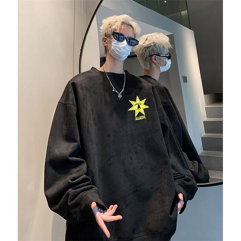 抖音得物供货提供视频秋冬重磅美式麂皮绒圆领卫衣JY310,男装卫衣,电商A486