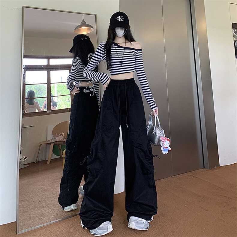 2024新款设计感蜂窝口袋直筒休闲裤炸街工装裤女生现货K8172-P47,男装工装外套,星座512-3