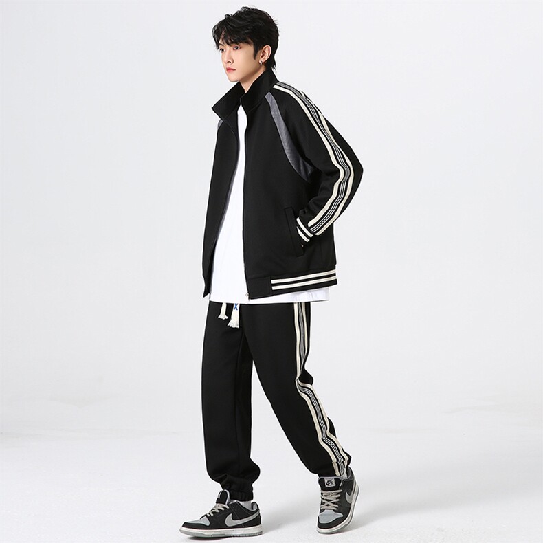 春季新款主推差价给力大码立领情侣休闲运动套装男D81P85图片