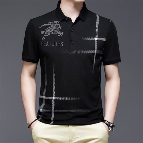 冰丝短袖T恤男纯色翻领Polo2023夏季新品中青年衫宽松潮流男士,男装T恤,电商B212（原钱塘6029）