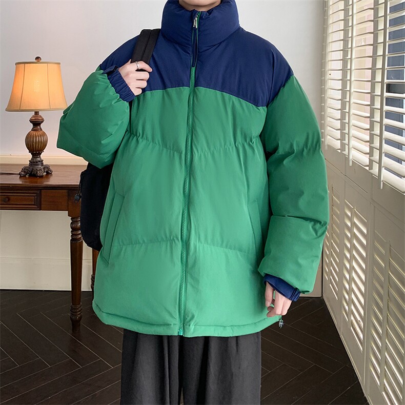 港风潮牌新款拼色立领棉服潮流保暖棉衣M071-P85控118图片