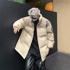 棉服男拼接pu皮短款棉袄外套男秋冬季宽松面包服美式棉衣，男装棉衣，星座716-2
