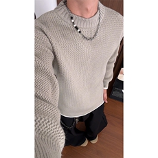 秋季新款圆领毛衣男宽松休闲百搭高级感上衣ZB7093-特价52，男装针织衫/毛衣，电商A007