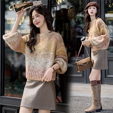 2025年冬季加厚圆领针织线衫韩版网红洋气羊毛线衫街头风时尚运动，女装针织衫/毛衣，小九月