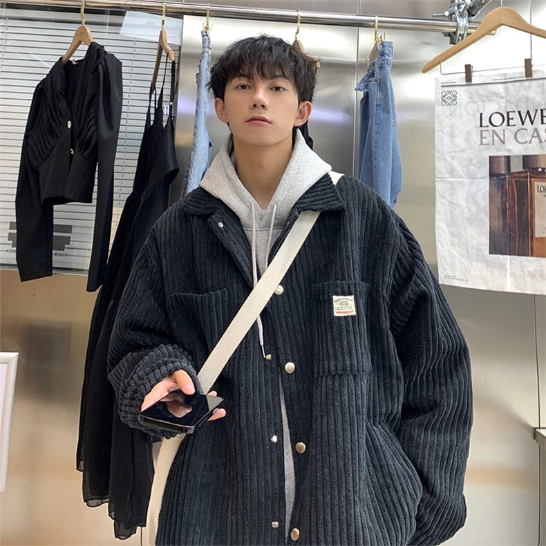 灯芯绒秋冬男式翻领夹克青年潮牌外套M17P85,男装夹克,电商A458A