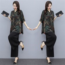 套装/套裙2021年夏季时尚气质百搭优雅印花简约两件套，商品下架区，华秀衣