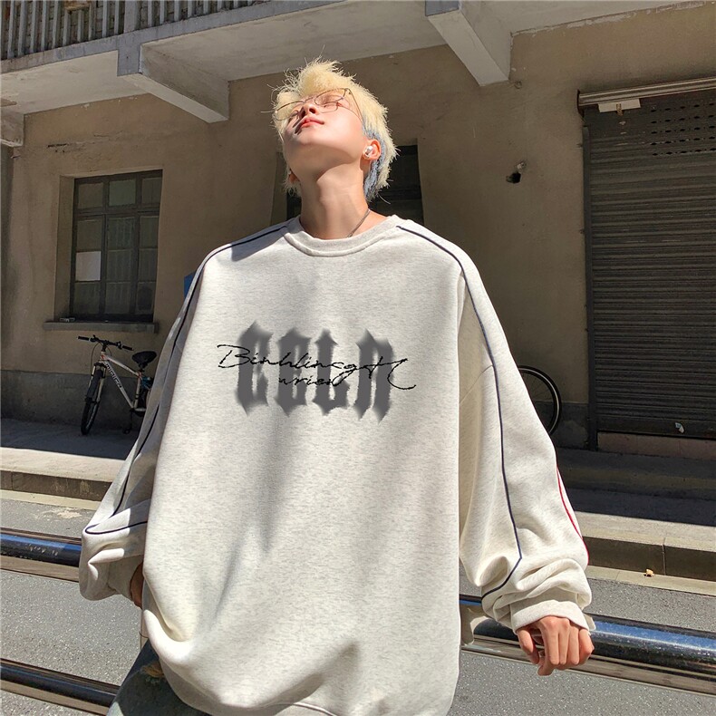 现货！400克重磅秋季潮牌简约线条复古印花卫衣WY8311P63,男装卫衣,星座610B-1