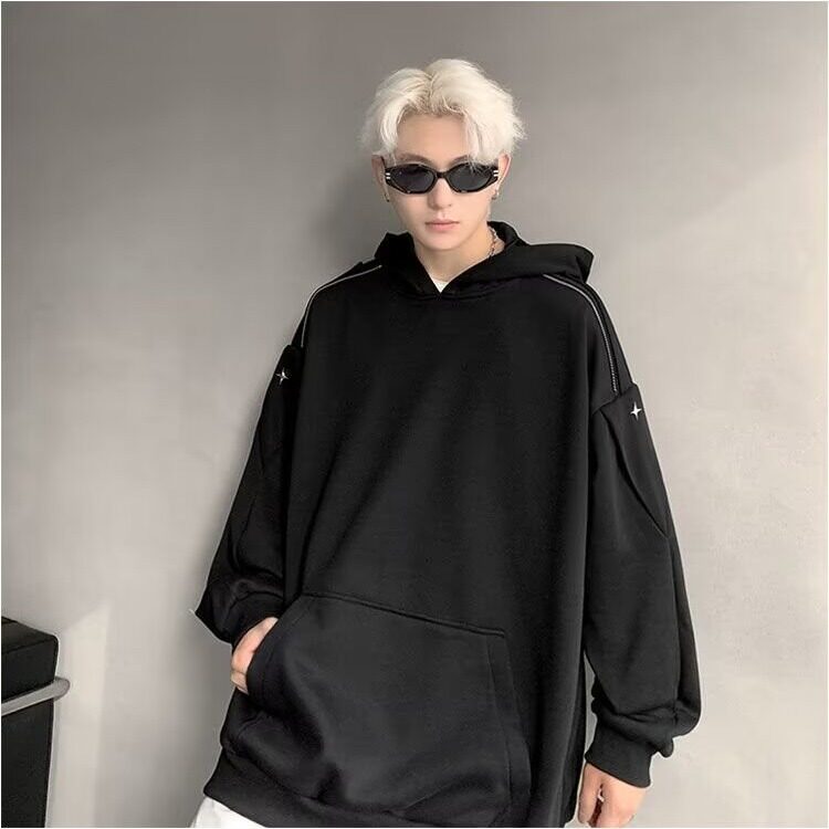 E12-P38美式重磅白色连帽卫衣,男装卫衣,电商B323A