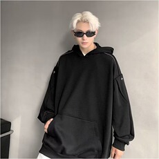 E12-P38美式重磅白色连帽卫衣，男装卫衣，电商B323A