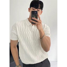 网T-2026新品针织毛衣短袖T恤凉感POLO衫T恤条纹打底衫WK44-P38，男装T恤，星座610B-1