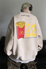 抖音品质潮流印花麂皮绒新款宽松休闲圆领卫衣JK23531特批38控68，男装卫衣，星座605(原A050)