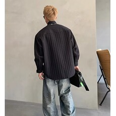 网络图新品轻熟风设计感纹理宽松长袖衬衫痞帅男衬衣外套C70-P68，男装衬衫，星座715-4
