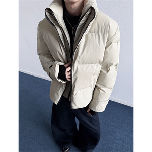 现货MYF03-P110冬季高级立领假两件双拉链保暖棉衣棉服皮外套e图片