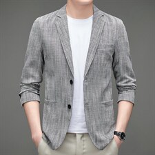 亚麻小西装男宽松棉麻外套中老年休闲西服男上衣单件MNSAX3-P205图片