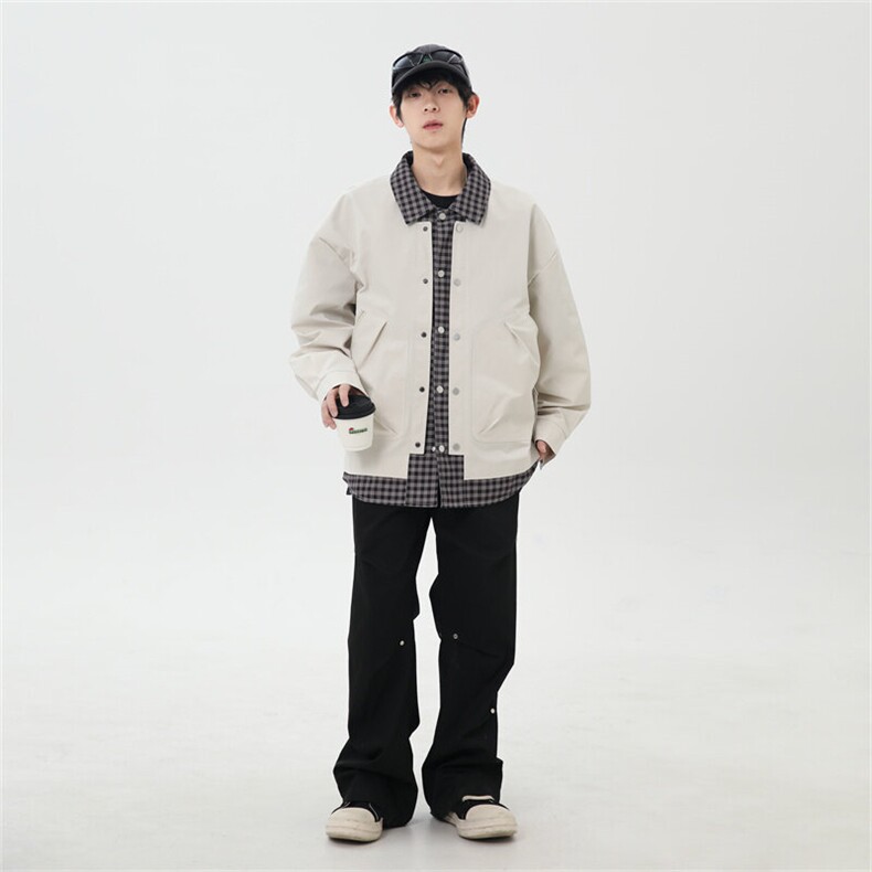 2025春季休闲痞帅工装假两件翻领夹克潮流外套XZ301b-2-JK2582P78,男装夹克,星座301B-2（原A443-1）