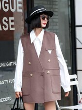 2022新款洋气三角标欧范儿羊毛双面呢马甲，女装马甲，L·H·X