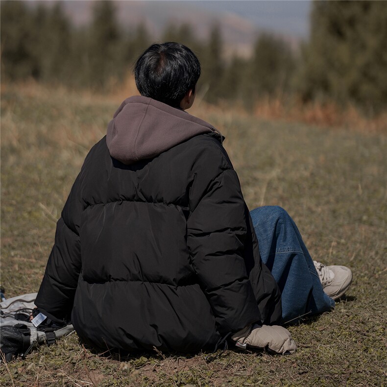 新疆山系字母印花宽松假两件连帽棉服A247-MY475特批115控168,男装棉衣,电商A247
