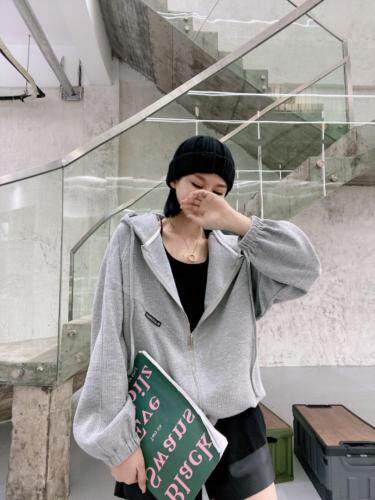 秋季款华夫格卫衣开衫，女装卫衣/绒衫，玩美